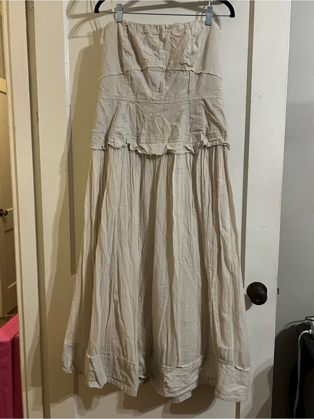 Free People Cream Strapless Midi Dress